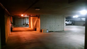At left, their existing lighting, at right new, energy-efficient LED lighting.